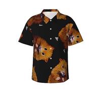 FJAUOQ Niedliches Hamster-Hawaii-Hemd, Button-Down-Shirt, kurzärmeliges Hemd für Herren, Siehe Abbildung, 3XL