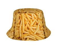 FJAUOQ Pommes-Frites-Eimerhüte für Damen und Herren, Sonnenkappe, Sommer- und Outdoor-Fischerhut, modisch, verstaubar, für Reisen und Strand