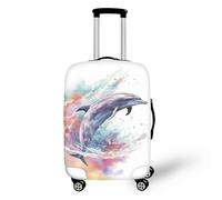 FJAUOQ Reisegepäck-Abdeckung, Pfauenform, Spirale, Gothic-Glasmuster, Spandex, Koffer-Schutz, kratzfest, passend für 45,7 - 81,3 cm Gepäck, Delphin Splash Spray, XL(29-32 IN)