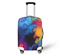 FJAUOQ Reisegepäck-Abdeckung, Pfauenform, Spirale, Gothic-Glasmuster, Spandex, Koffer-Schutz, kratzfest, passend für 45,7 - 81,3 cm Gepäck, Rainbow Graffiti Splash, L(25-28 IN)