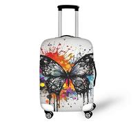 FJAUOQ Reisegepäckhülle für Berner Sennenhunde, Motiv: gebrochene Löcher, Aquarell, waschbar, für Damen und Mädchen, Rainbow Splash Butterfly, L(25-28 IN)