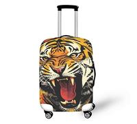 FJAUOQ Rosa 3D-Kuchen-Reisegepäck-Abdeckung, gebrochene Löcher, köstliche Kuchen, Kekse, Kofferabdeckung, waschbar, für Damen und Mädchen, Roher Tiger, M(22-24 IN)