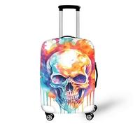 FJAUOQ Rosa 3D-Kuchen-Reisegepäck-Abdeckung, gebrochene Löcher, köstliche Kuchen, Kekse, Kofferabdeckung, waschbar, für Damen und Mädchen, Regenbogen-Schädel-Graffiti, XL(29-32 IN)