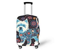 FJAUOQ Rosa 3D-Kuchen-Reisegepäck-Abdeckung, gebrochene Löcher, köstliche Kuchen, Kekse, Kofferabdeckung, waschbar, für Damen und Mädchen, West Highland White Terrier, S(18-21 IN)