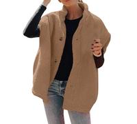 FJKVAVF Damen-Winter-Weste, einfarbig, warm, Fleece, locker, lässig, ärmellos, Thermoweste, ultraleicht, Damen-Übergröße, Weste für Damen, 50-52, schwarz, Bodywarmer, braun, XXL