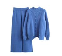 Fjnbbiot Damen Strickjacke und Strickhose im Set mit weiten Hosenbeinen, dicker warmer zweiteiliger Kaschmir-Anzug, Einheitsgröße