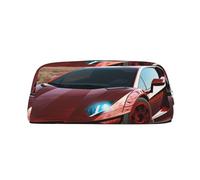 FJWSLCH Kosmetiktasche mit rotem Rennauto, Reise-Kosmetiktasche für Damen und Herren, Federmäppchen, Reißverschluss, Kulturbeutel, silber, Einheitsgröße