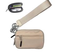 FJZFXKZL The Iris' Wallet, The Iris' Wallet 2nd Gen, The Iris Pouch Wristlet，Zippered Card Case Clutch with Keychain ID Window(Khaki)