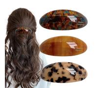 fKiZanthene Haarspangen Damen Set, Drei Ovale Französische Haarspange aus Acetat Optik für Niedrigen Pferdeschwanz, Vintage Hair Clip für Alltag Arbeit Zuhause