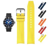 FKM Gummiband für Tissot Seastar 1000 Powermatic 80 T120407A, Ersatz-Uhrenarmband mit gebogenem Ende für Tissot Seastar 1000 Uhren, 21 mm, Gelb, 21 mm