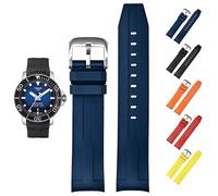 FKM Gummiband für Tissot Seastar 1000 Powermatic 80 T120407A, Ersatz-Uhrenarmband mit gebogenem Ende für Tissot Seastar 1000 Uhren, 21 mm, Blau, 21 mm