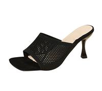 Flache Damen Sandalen für den Sommer modische Frühlings Sandalen mit hohen Absätzen fliegende gewebte hohle Hausschuhe offener Zehenbereich Fischmaul Strand Slip On Sandalen für drinnen und draußen