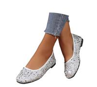 flache glitzer schuhe damen, Ballerinas Damen Glänzende Glitzerschuhe Festliche Tanzschuhe Slip on Partyschuhe Klassische Bequeme Abendschuhe Flach Brautschuhe Pailletten Glitzer Schuhe Elegante