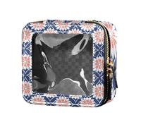 Flache Make-up-Tasche mit geometrischem Muster, Rosettenmuster, transparent, kleine Make-up-Tasche für Geldbörse, Hautpflege, Mini-Make-up-Behälter für Reisen