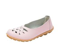 Flache Mokassins, bequem, für Damen, ohne Schnürsenkel, Leder, Mokassins, flache Schuhe, bequem, Outdoor-Fahrschuhe, Sandalen zum Hineinschlüpfen, Rosa 1, 42 EU