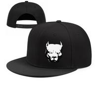 Flache Schirmmütze für Herren, Snapback-Rucksack, Hut für Herren, breite Krempe, Pitbull-Deckel, schwarz, Trucker, Papa, Baseballkappe, coole Rock-Roll-Jungenkappe, verstellbar, Pitbull, 1