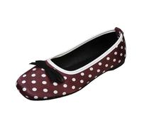 Flache Schuhe Damen Eckige Spitze Ballerinas Mit Schleife Satin Gepunktet Slipper Breite Füße Tanzschuhe Für Büro Arbeitsweg Reise Urlaub Freizeit Shopping