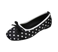 Flache Schuhe Damen Eckige Spitze Ballerinas Mit Schleife Satin Gepunktet Slipper Breite Füße Tanzschuhe Für Büro Arbeitsweg Reise Urlaub Freizeit Shopping
