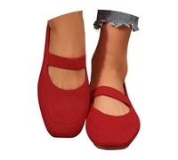 Flache Schuhe Für Damen - Sommerschuhe Sportliche Ballerinas Ballerina Breite Füße Flach Atmungsaktive Flat Runde Zehe Klasssische Ballettschuhe Balerinaschuhe Loafer Damenschuhe Rot 42