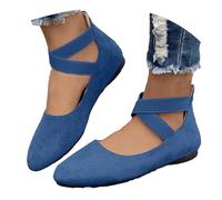 Flache Schuhe Zum Kleid - Ballerina Damen Sportliche Ballerinas Loafer Atmungsaktive Tanzschuhe Sommerschuhe Breite Klasssische Walkingschuhe Trachtenschuhe Bequem Flach Flat Blau 37