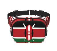 Flag of Kenya Printed Fashion Crossbody Bag Hiking Waist Bag Square Double Layer Travel and Fitness Shoulder Bag, Black, One Size