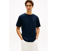 T-Shirt TOMMY HILFIGER "FLAG", Herren, Gr. XXL, bunt (carbon navy), Single Jersey, Obermaterial: 100% Baumwolle, unifarben, regular fit normal, Rundhals, eingesetzt abgesteppte Kante, Shirts T-Shirt,