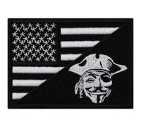Flagge Aufnäher USA Pirate Biker Aufbügler Pirat Patch Rocker Bügelbilder zum annähen Amerika Geschenk Applikation für Leder-Jacken/Kutten/Jeans/Taschen | 90x65mm
