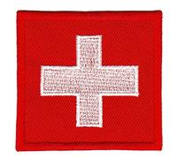 Flagge Schweiz Wappen Schweizerfahne Aufnäher zum aufbügeln oder aufnähen Bügelbild Aufbügler für Kleidung gestickter Bügelpatch Applikation Swiss Switzerland Patch Größe 5,5 x 5,5 cm