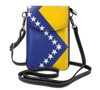 Flagge von Bosnien und Herzegowina, gemusterte Leder-Crossbody-Tasche, Klapptasche, geeignet für Reisen, Wandern, Camping oder den täglichen Gebrauch.