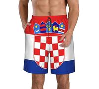 Flagge von Kroatien Herren Strand Shorts, schnell trocknende Badehose mit Taschen für Männer Casual Badeanzüge, weiß, XL