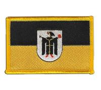 Flaggenfritze® Aufnäher Flagge Deutschland Stadt München mit Wappen - 5,5 x 8,5 cm - hochwertiger Patch zum Aufbügeln oder Aufnähen - besticktes Abzeichen + gratis Sticker