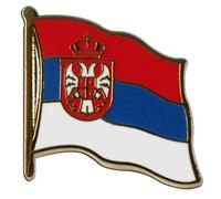 Flaggenfritze Flaggen-Pin/Anstecker Serbien mit Wappen vergoldet