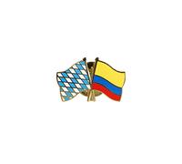 Flaggenfritze Freundschaftspin Bayern - Kolumbien, 22 mm, Flaggen Pin vergoldet aus Hartemaille, Länder Anstecker zum Sammeln und Tragen