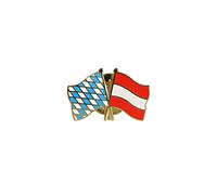 Flaggenfritze Freundschaftspin Bayern - Österreich, 22 mm, Flaggen Pin vergoldet aus Hartemaille, Länder Anstecker zum Sammeln und Tragen