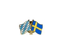 Flaggenfritze Freundschaftspin Bayern - Schweden, 22 mm, Flaggen Pin vergoldet aus Hartemaille, Länder Anstecker zum Sammeln und Tragen