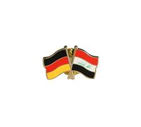 Flaggenfritze Freundschaftspin Deutschland - Irak, 22 mm, Flaggen Pin vergoldet aus Hartemaille, Länder Anstecker zum Sammeln und Tragen