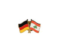 Flaggenfritze Freundschaftspin Deutschland - Libanon, 22 mm, Flaggen Pin vergoldet aus Hartemaille, Länder Anstecker zum Sammeln und Tragen