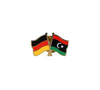 Flaggenfritze Freundschaftspin Deutschland - Libyen, 22 mm, Flaggen Pin vergoldet aus Hartemaille, Länder Anstecker zum Sammeln und Tragen