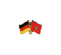 Flaggenfritze Freundschaftspin Deutschland - Marokko, 22 mm, Flaggen Pin vergoldet aus Hartemaille, Länder Anstecker zum Sammeln und Tragen