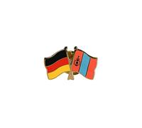 Flaggenfritze Freundschaftspin Deutschland - Mongolei, 22 mm, Flaggen Pin vergoldet aus Hartemaille, Länder Anstecker zum Sammeln und Tragen