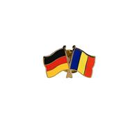 Flaggenfritze Freundschaftspin Deutschland - Rumänien, 22 mm, Flaggen Pin vergoldet aus Hartemaille, Länder Anstecker zum Sammeln und Tragen