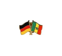 Flaggenfritze Freundschaftspin Deutschland - Senegal, 22 mm, Flaggen Pin vergoldet aus Hartemaille, Länder Anstecker zum Sammeln und Tragen