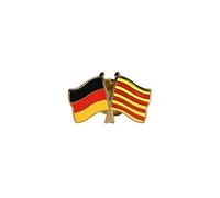Flaggenfritze Freundschaftspin Deutschland - Spanien Katalonien, 22 mm, Flaggen Pin vergoldet aus Hartemaille, Länder Anstecker zum Sammeln und Tragen