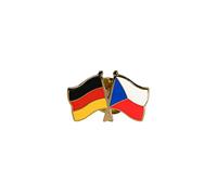 Flaggenfritze Freundschaftspin Deutschland - Tschechische Republik, 22 mm, Flaggen Pin vergoldet aus Hartemaille, Länder Anstecker zum Sammeln und Tragen