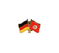 Flaggenfritze Freundschaftspin Deutschland - Tunesien, 22 mm, Flaggen Pin vergoldet aus Hartemaille, Länder Anstecker zum Sammeln und Tragen