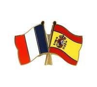 Flaggenfritze Freundschaftspin Frankreich - Spanien, 22 mm, Flaggen Pin vergoldet aus Hartemaille, Länder Anstecker zum Sammeln und Tragen