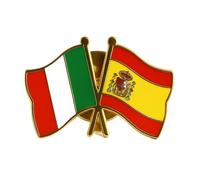 Flaggenfritze Freundschaftspin Italien - Spanien, 22 mm, Flaggen Pin vergoldet aus Hartemaille, Länder Anstecker zum Sammeln und Tragen