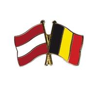 Flaggenfritze Freundschaftspin Österreich - Belgien, 22 mm, Flaggen Pin vergoldet aus Hartemaille, Länder Anstecker zum Sammeln und Tragen