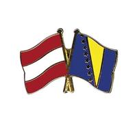 Flaggenfritze Freundschaftspin Österreich - Bosnien-Herzegowina, 22 mm, Flaggen Pin vergoldet aus Hartemaille, Länder Anstecker zum Sammeln und Tragen