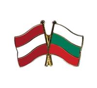 Flaggenfritze Freundschaftspin Österreich - Bulgarien, 22 mm, Flaggen Pin vergoldet aus Hartemaille, Länder Anstecker zum Sammeln und Tragen